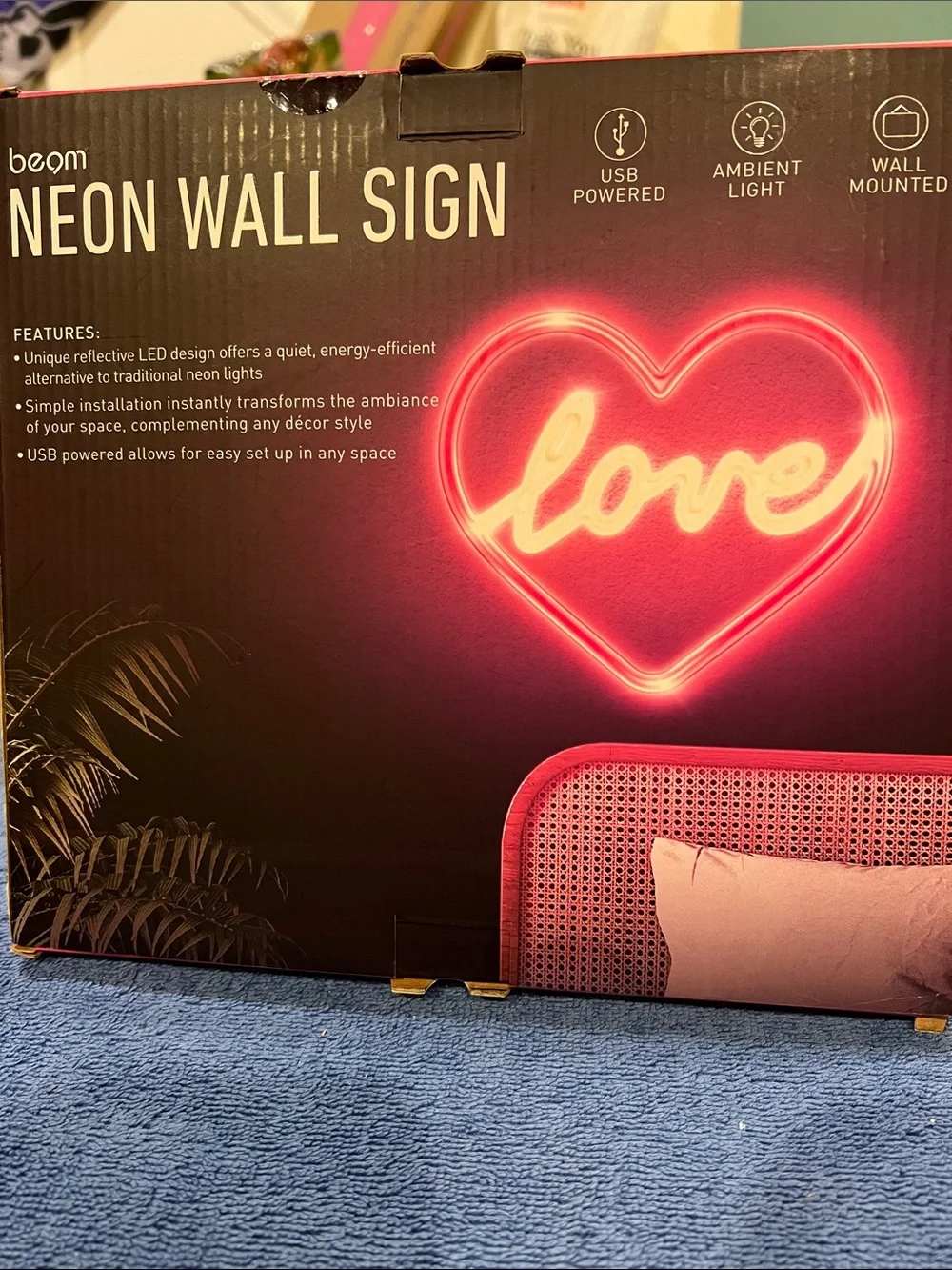 Pink 'Love' Heart Neon Wall Sign